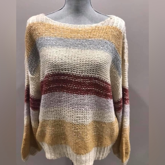 Easel Oversized Knit Striped Women's Sweater size Medium - Picture 1 of 13